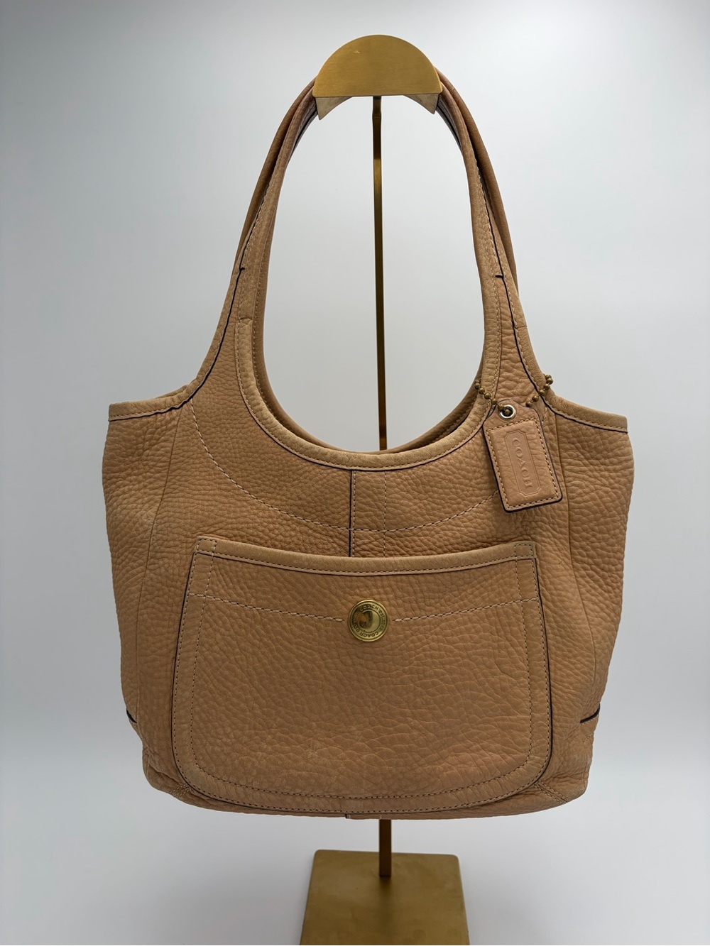 Coach Legacy Ergo Pebbled Leather Camel Shoulder Bag Y2K Style 11615